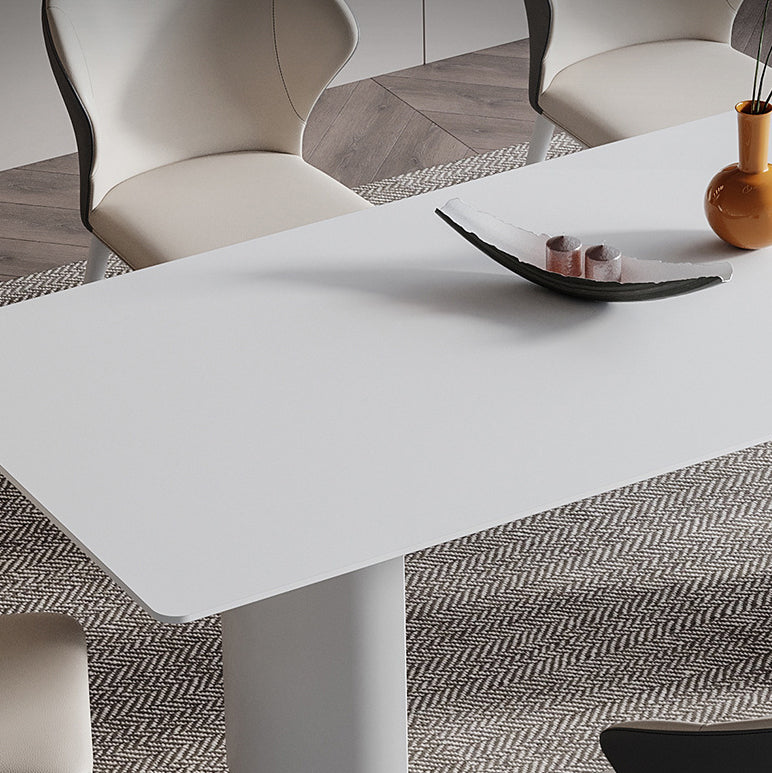 White Stone Dinette Table Set with Metal Base 1/4/5/7 Pcs Modern Home Dining Set Clearhalo 'Dining Room Sets' 'Dining Tables & Seating' 'dining_room_set' 'furn' 'furn_dining_room_set' 'Furniture' 'Kitchen & Dining Furniture' 6878498