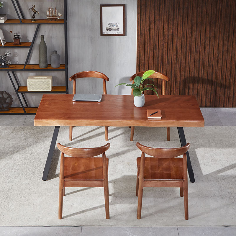 Set di tavoli da pranzo rettangolare marrone 1/2/5/7 PC Dinette in legno massiccio per la cucina