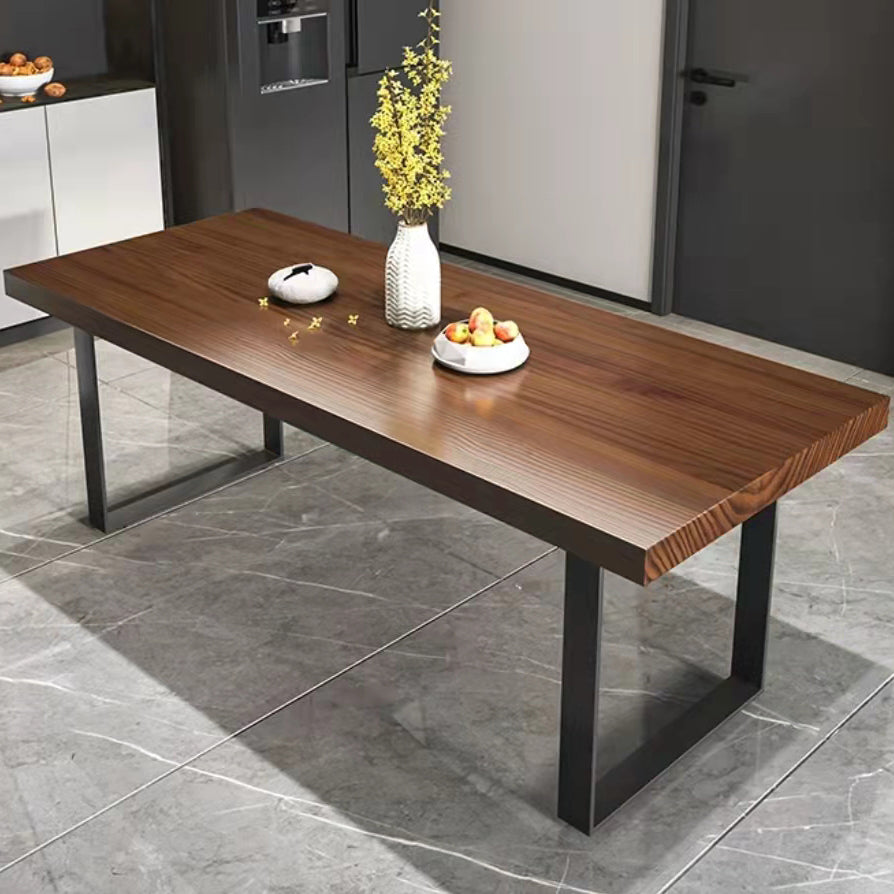 Rectangular Wood Dining Set for Kitchen 1/2/5 Pcs Industrial Brown Dinette Set Brown 94.5"L x 35.4"W Clearhalo 'Dining Room Sets' 'Dining Tables & Seating' 'dining_room_set' 'furn' 'furn_dining_room_set' 'Furniture' 'Kitchen & Dining Furniture' 6878532