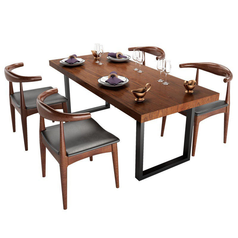 Rectangular Wood Dining Set for Kitchen 1/2/5 Pcs Industrial Brown Dinette Set Clearhalo 'Dining Room Sets' 'Dining Tables & Seating' 'dining_room_set' 'furn' 'furn_dining_room_set' 'Furniture' 'Kitchen & Dining Furniture' 6878538