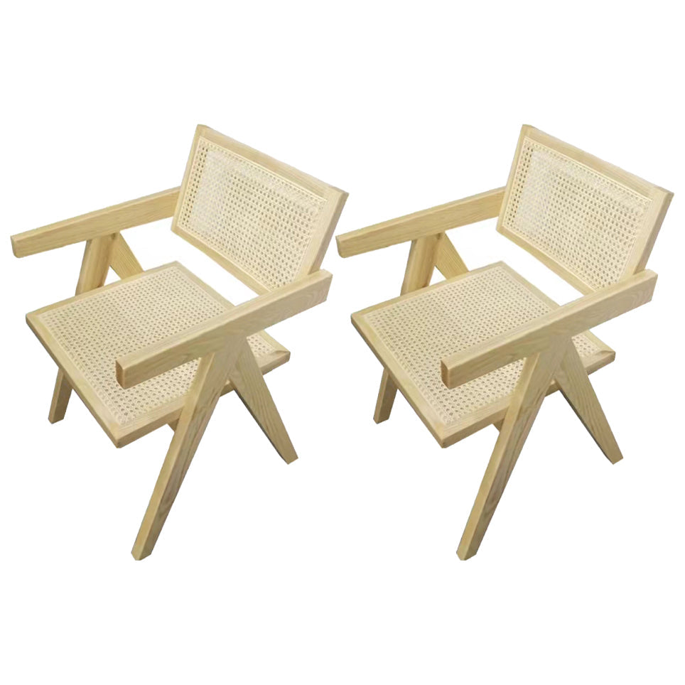 Natural Finish Dining Table Set with Acrylic Base 1/2/5/7 Pcs Ash Wood Dinette Set 2 Natural Chairs Clearhalo 'Dining Room Sets' 'Dining Tables & Seating' 'dining_room_set' 'furn' 'furn_dining_room_set' 'Furniture' 'Kitchen & Dining Furniture' 6878587