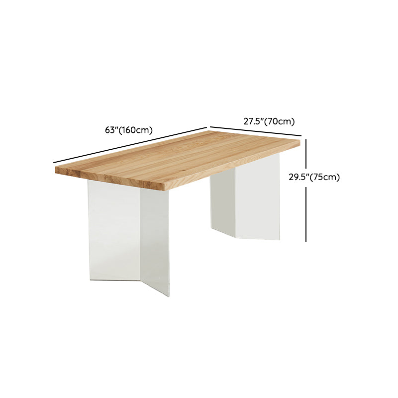 Natural Finish Dining Table Set with Acrylic Base 1/2/5/7 Pcs Ash Wood Dinette Set Clearhalo 'Dining Room Sets' 'Dining Tables & Seating' 'dining_room_set' 'furn' 'furn_dining_room_set' 'Furniture' 'Kitchen & Dining Furniture' 6878601