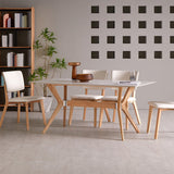 Set di dinette bianca con cornice in legno 1/2/5/7 PC set da pranzo in pietra moderno