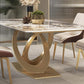 Set di tavoli da pranzo beige lucido 1/2/5/7 PC glam dinette con sedie in pelle