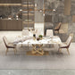 Set di tavoli da pranzo beige lucido 1/2/5/7 PC glam dinette con sedie in pelle