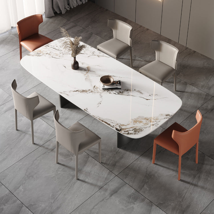 Set di tavoli da pranzo bianca lucido 1/4/5/6/7 pezzi glam dinette con sedie in pelle