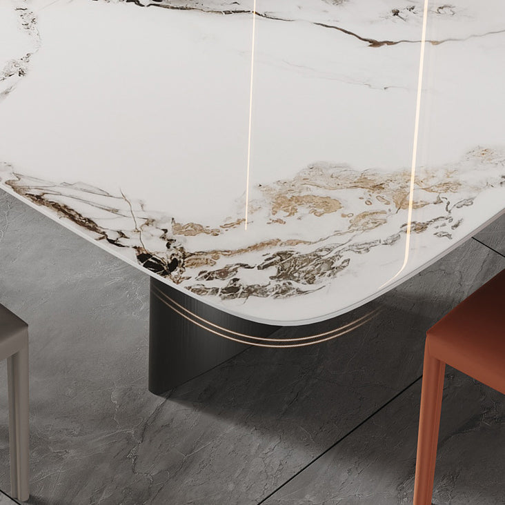 Set di tavoli da pranzo bianca lucido 1/4/5/6/7 pezzi glam dinette con sedie in pelle