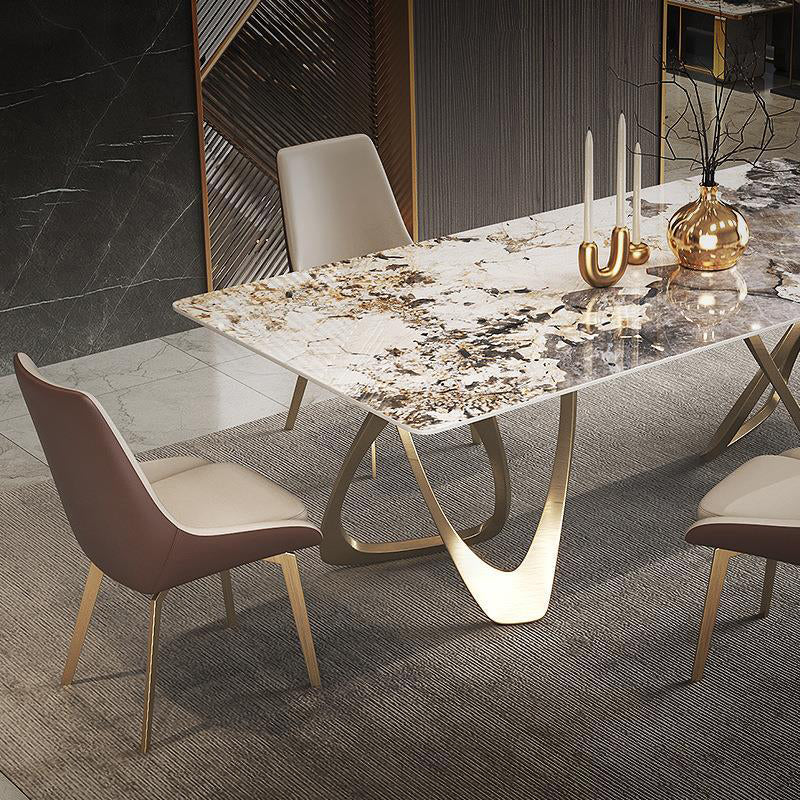 Set di dinette glam beige per casa 1/4/5/7 pezzi set da pranzo in pietra
