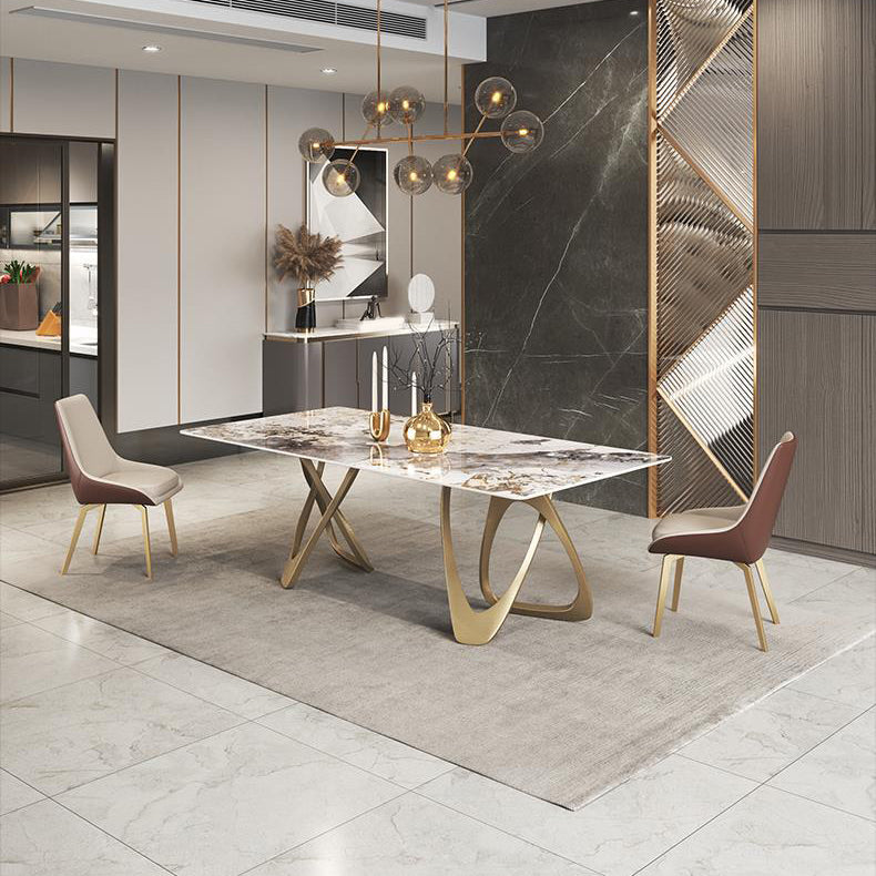 Set di dinette glam beige per casa 1/4/5/7 pezzi set da pranzo in pietra