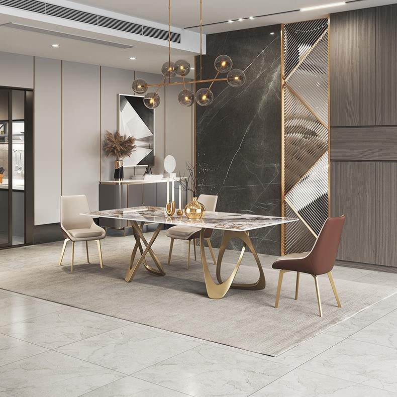 Set di dinette glam beige per casa 1/4/5/7 pezzi set da pranzo in pietra