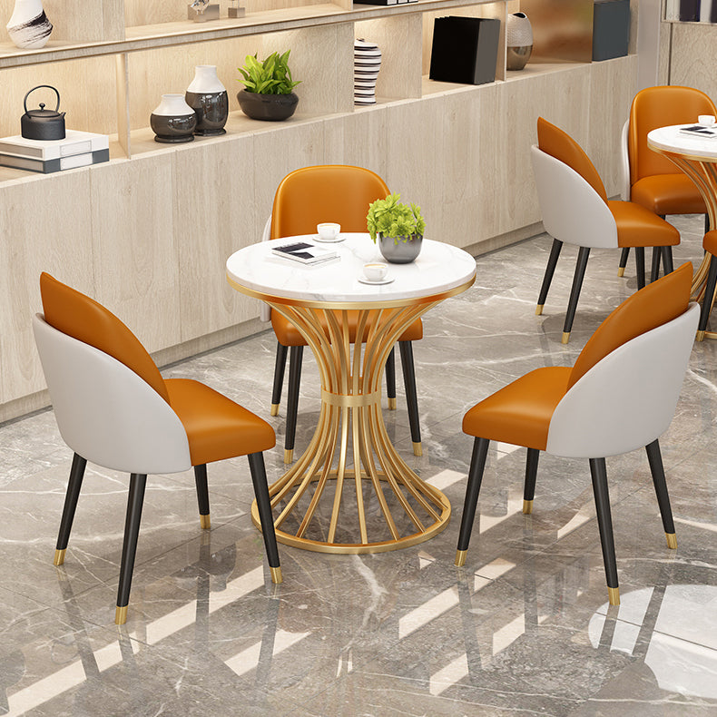 Round Dining Table Set for Home 1/2/3/4/5 Pieces Modern Polished Finish Dinette Set Clearhalo 'Dining Room Sets' 'Dining Tables & Seating' 'dining_room_set' 'furn' 'furn_dining_room_set' 'Furniture' 'Kitchen & Dining Furniture' 6878763