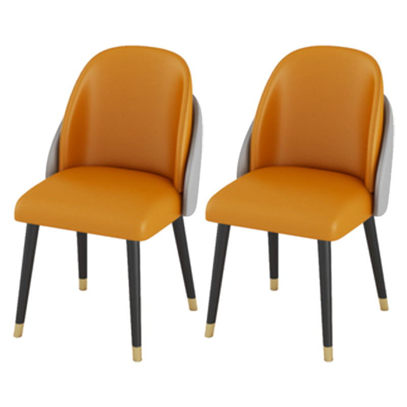 Round Dining Table Set for Home 1/2/3/4/5 Pieces Modern Polished Finish Dinette Set 2 Orange Chairs Clearhalo 'Dining Room Sets' 'Dining Tables & Seating' 'dining_room_set' 'furn' 'furn_dining_room_set' 'Furniture' 'Kitchen & Dining Furniture' 6878764