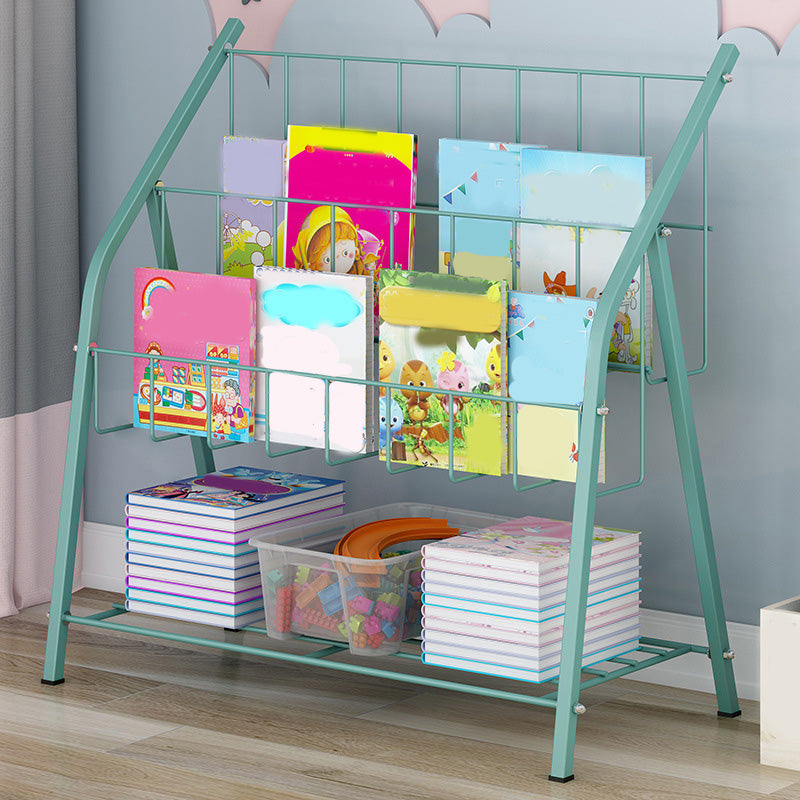 Scandinavian Bookshelf Standard Metal Open Back Bookcase with Shelves 17.3"L x 7.9"W x 19.9"H Green Clearhalo 'Bookcases' 'furn' 'furn_bookcases' 'Furniture' 'Office Furniture' 6879237