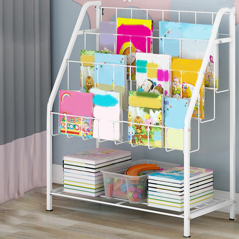 Scandinavian Bookshelf Standard Metal Open Back Bookcase with Shelves 17.3"L x 9.8"W x 25.2"H White Clearhalo 'Bookcases' 'furn' 'furn_bookcases' 'Furniture' 'Office Furniture' 6879238