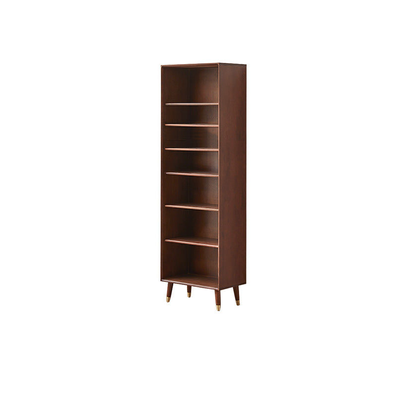 Wooden Standard Bookcase Scandinavian Closed Back Bookshelf with Shelves 16"L x 12"W x 69"H Nut-Brown Clearhalo 'Bookcases' 'furn' 'furn_bookcases' 'Furniture' 'Office Furniture' 6879247