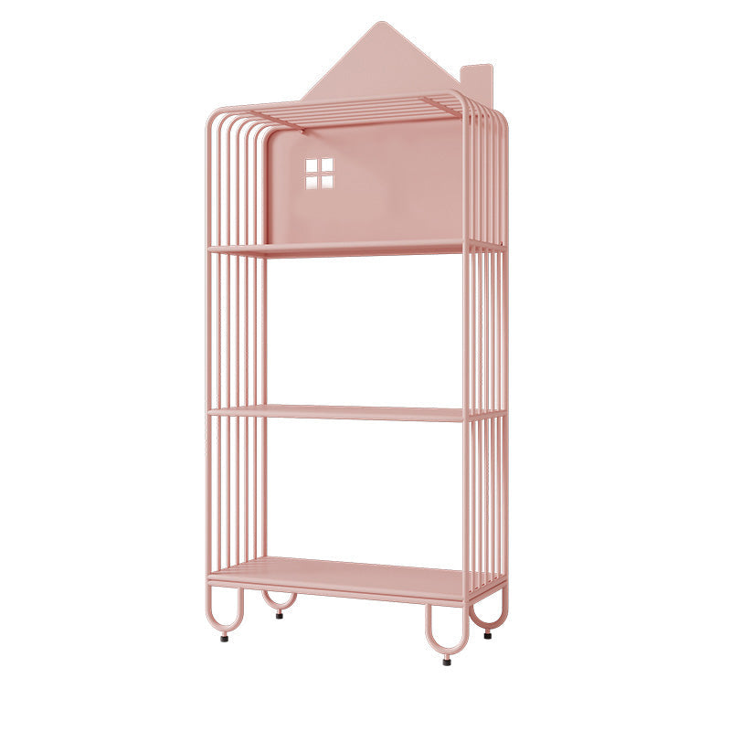 Open Back Standard Bookshelf Metal Shelves Included Bookcase 24"L x 11"W x 54.7"H Pink Clearhalo 'Bookcases' 'furn' 'furn_bookcases' 'Furniture' 'Office Furniture' 6879303