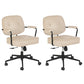 Padded Arms Desk Chair Modern No Distressing Leather Ergonomic Chair with Wheels Off-White 2 Piece Set Black Clearhalo 'furn' 'furn_office_chair' 'Furniture' 'Office Chairs' 'Office Furniture' 'office_chair' 6879554