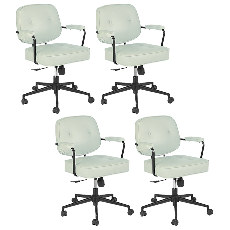 Padded Arms Desk Chair Modern No Distressing Leather Ergonomic Chair with Wheels Green 4 Piece Set Black Clearhalo 'furn' 'furn_office_chair' 'Furniture' 'Office Chairs' 'Office Furniture' 'office_chair' 6879561
