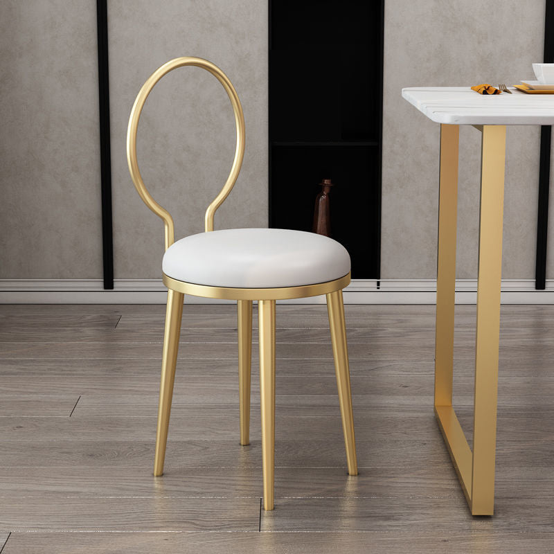 Sedia laterale in stile glam in metallo aperto sedia da pranzo con gambe dorate