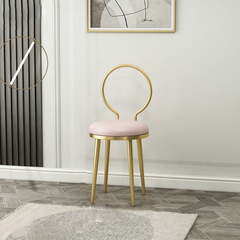 Sedia laterale in stile glam in metallo aperto sedia da pranzo con gambe dorate