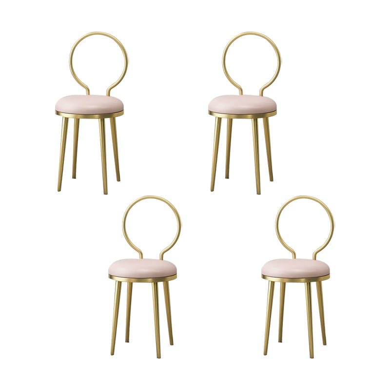 Sedia laterale in stile glam in metallo aperto sedia da pranzo con gambe dorate