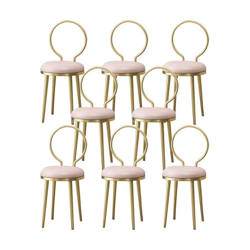 Sedia laterale in stile glam in metallo aperto sedia da pranzo con gambe dorate