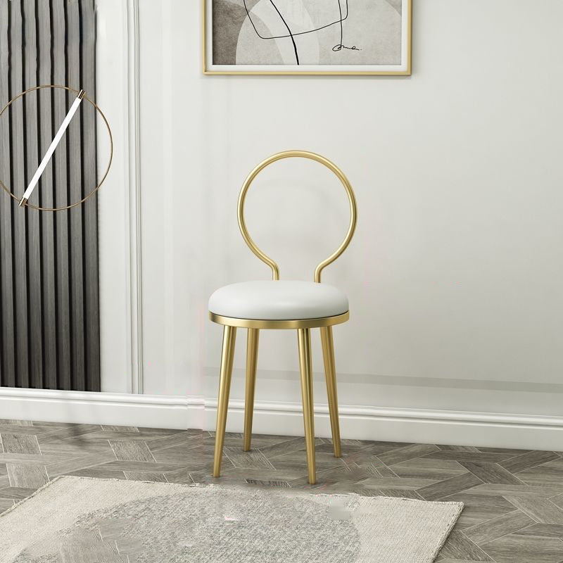 Sedia laterale in stile glam in metallo aperto sedia da pranzo con gambe dorate