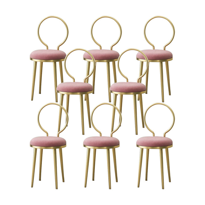 Sedia laterale in stile glam in metallo aperto sedia da pranzo con gambe dorate