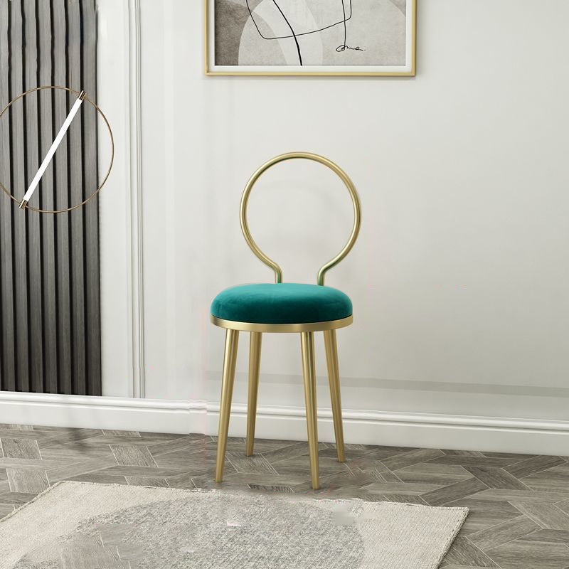 Sedia laterale in stile glam in metallo aperto sedia da pranzo con gambe dorate