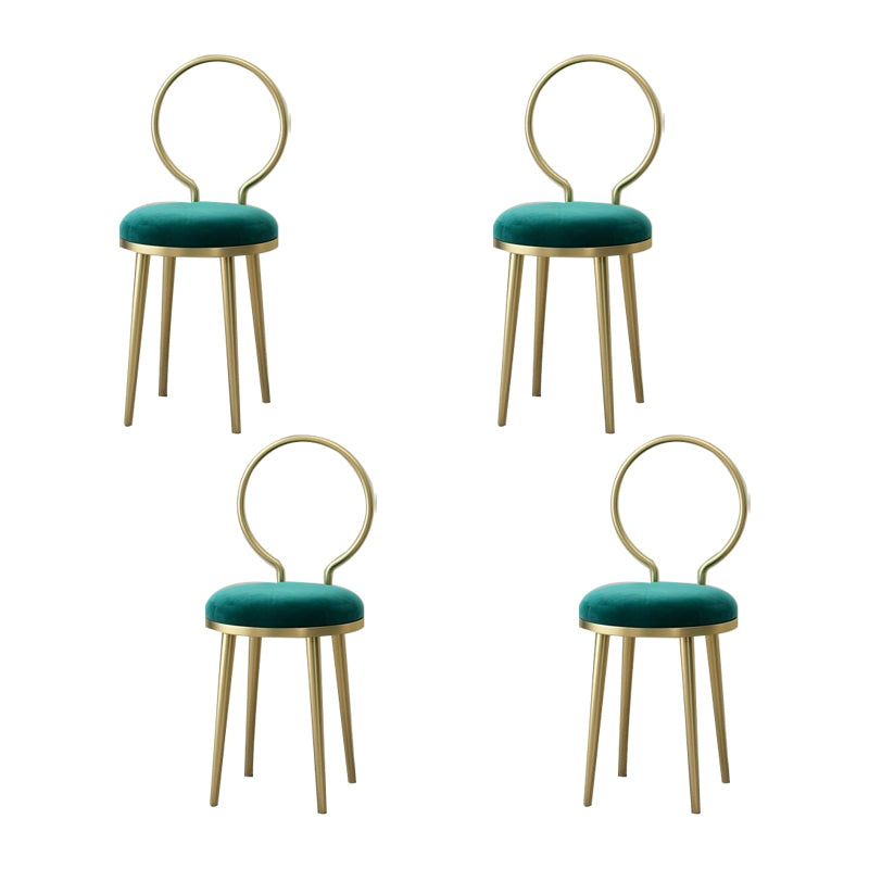 Sedia laterale in stile glam in metallo aperto sedia da pranzo con gambe dorate