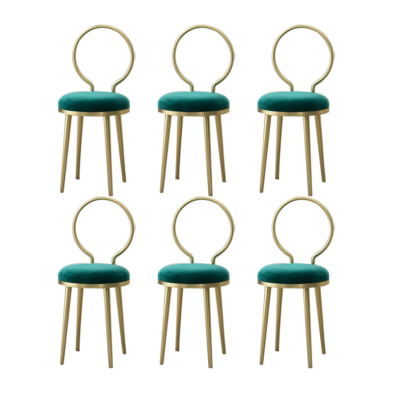 Sedia laterale in stile glam in metallo aperto sedia da pranzo con gambe dorate