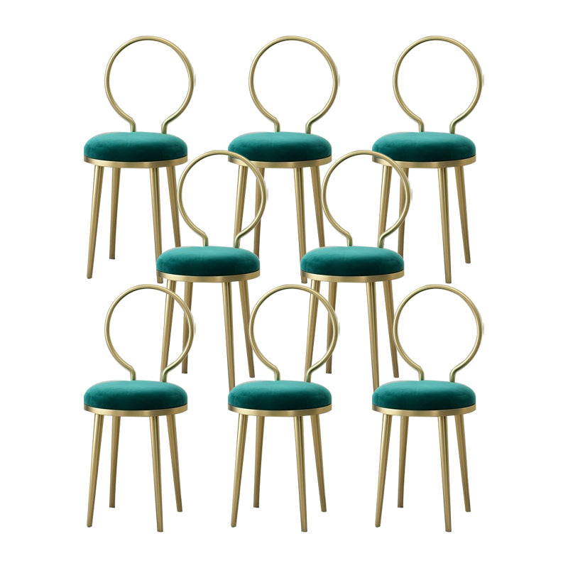 Sedia laterale in stile glam in metallo aperto sedia da pranzo con gambe dorate