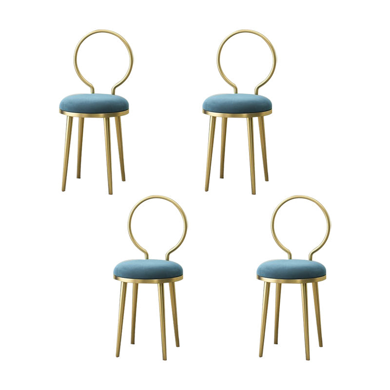 Sedia laterale in stile glam in metallo aperto sedia da pranzo con gambe dorate