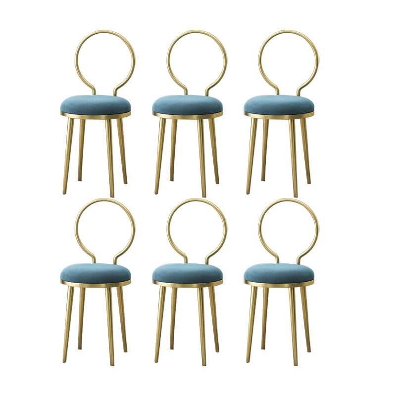 Sedia laterale in stile glam in metallo aperto sedia da pranzo con gambe dorate