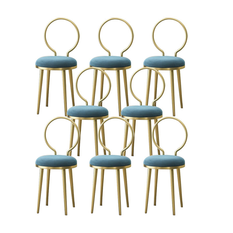 Metal Glam Style Side Chair Open Back Dining Side Chair with Gold Legs