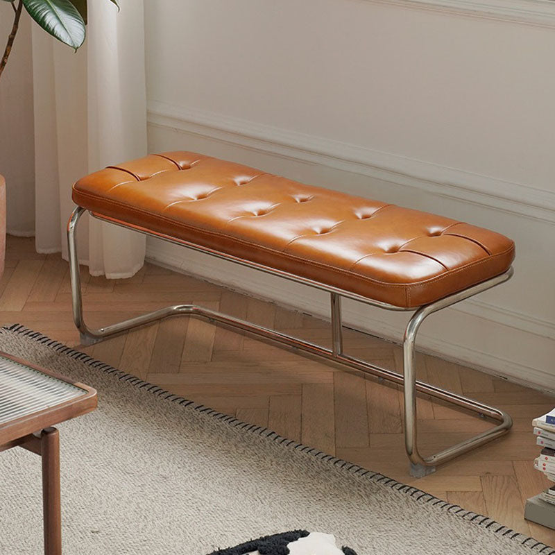 Industrial Entryway Bench Metal Seating Bench with Upholstered , 15.6-inch Width Clearhalo 'Benches' 'Chairs & Seating' 'furn' 'furn_benches' 'Furniture' 'Living Room Furniture' 6880461