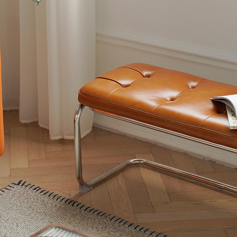 Industrial Entryway Bench Metal Seating Bench with Upholstered , 15.6-inch Width Clearhalo 'Benches' 'Chairs & Seating' 'furn' 'furn_benches' 'Furniture' 'Living Room Furniture' 6880464