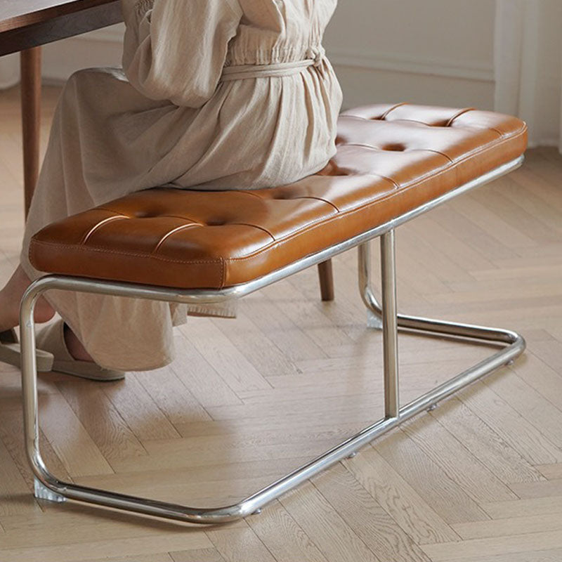 Industrial Entryway Bench Metal Seating Bench with Upholstered , 15.6-inch Width Clearhalo 'Benches' 'Chairs & Seating' 'furn' 'furn_benches' 'Furniture' 'Living Room Furniture' 6880466