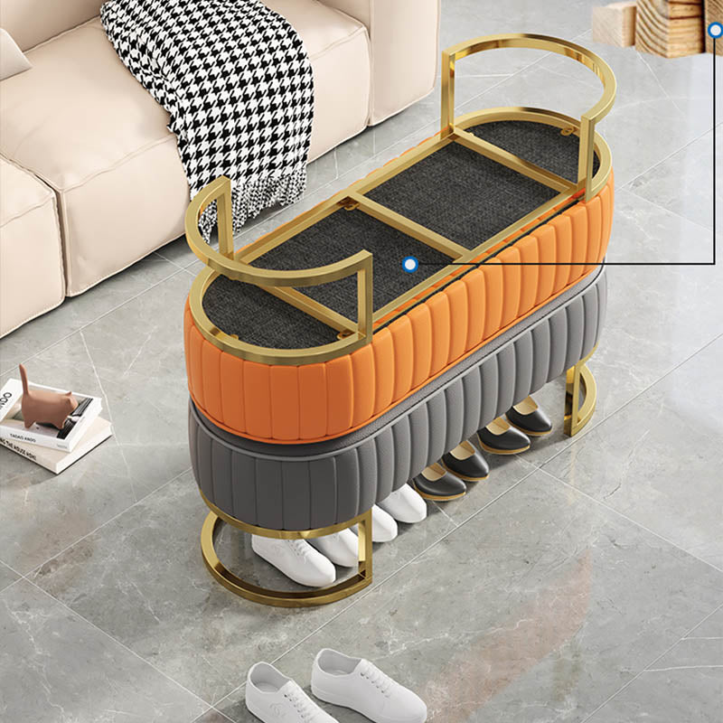 Panchina di ingresso in metallo Banca moderna dei posti a sedere con rivestimento, 17,55 pollici W