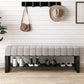 Metal Entryway Bench Modern Seating Bench with Shoe Storage , 13.65-inch W 39.5"L x 14"W x 18"H Light Gray Clearhalo 'Benches' 'Chairs & Seating' 'furn' 'furn_benches' 'Furniture' 'Living Room Furniture' 6880517