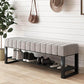 Metal Entryway Bench Modern Seating Bench with Shoe Storage , 13.65-inch W Light Gray Clearhalo 'Benches' 'Chairs & Seating' 'furn' 'furn_benches' 'Furniture' 'Living Room Furniture' 6880518