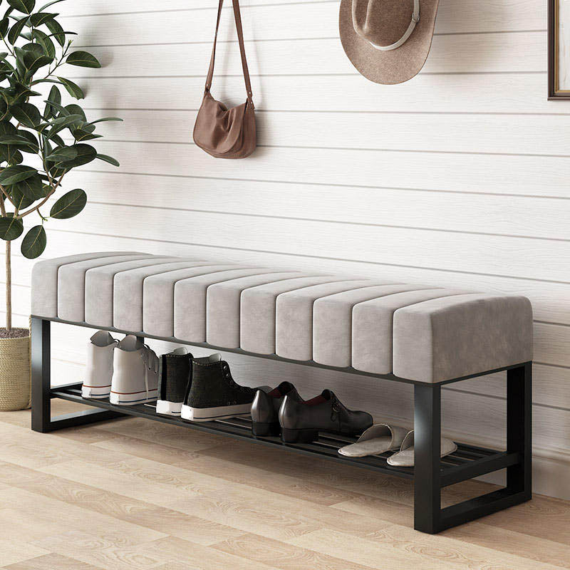Metal Entryway Bench Modern Seating Bench with Shoe Storage , 13.65-inch W Light Gray Clearhalo 'Benches' 'Chairs & Seating' 'furn' 'furn_benches' 'Furniture' 'Living Room Furniture' 6880518