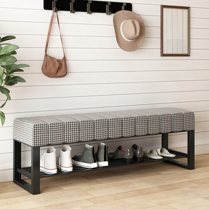 Metal Entryway Bench Modern Seating Bench with Shoe Storage , 13.65-inch W Grey Clearhalo 'Benches' 'Chairs & Seating' 'furn' 'furn_benches' 'Furniture' 'Living Room Furniture' 6880520