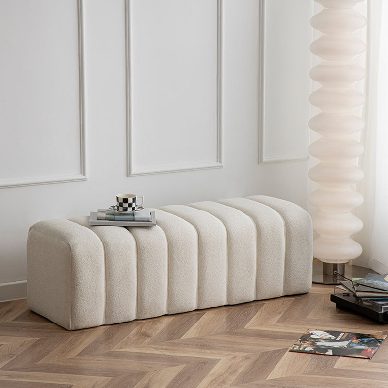 Modern Entryway Bench Solid Color Seating Bench with Upholstered , 17.55-inch W 47"L x 18"W x 15"H White Clearhalo 'Benches' 'Chairs & Seating' 'furn' 'furn_benches' 'Furniture' 'Living Room Furniture' 6880554