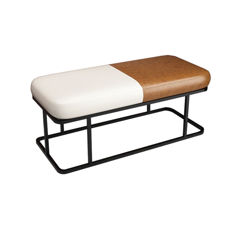 Metal Entryway Bench Modern Rectangle Seating Bench with Upholstered White Orange Black Clearhalo 'Benches' 'Chairs & Seating' 'furn' 'furn_benches' 'Furniture' 'Living Room Furniture' 6880595