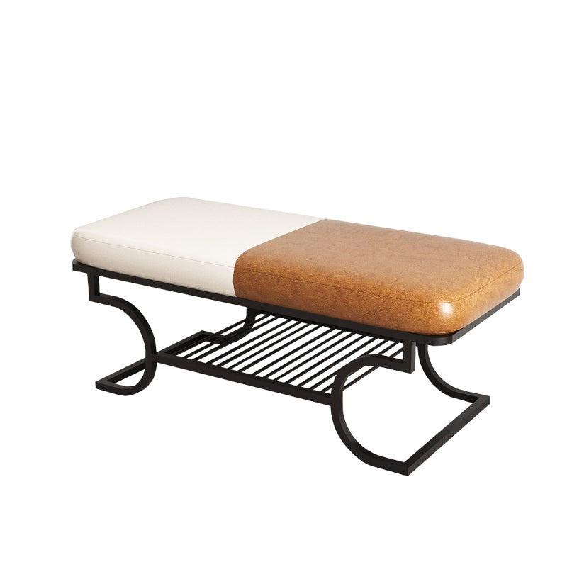 Metal Entryway Bench Modern Rectangle Seating Bench with Upholstered Clearhalo 'Benches' 'Chairs & Seating' 'furn' 'furn_benches' 'Furniture' 'Living Room Furniture' 6880602