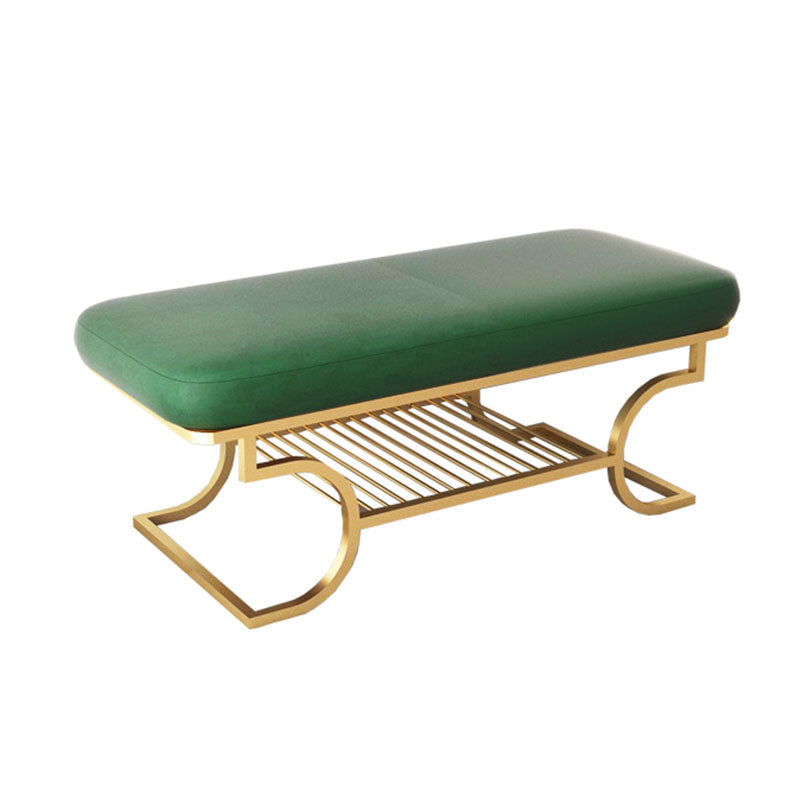 Metal Entryway Bench Modern Rectangle Seating Bench with Upholstered Green Gold Clearhalo 'Benches' 'Chairs & Seating' 'furn' 'furn_benches' 'Furniture' 'Living Room Furniture' 6880603