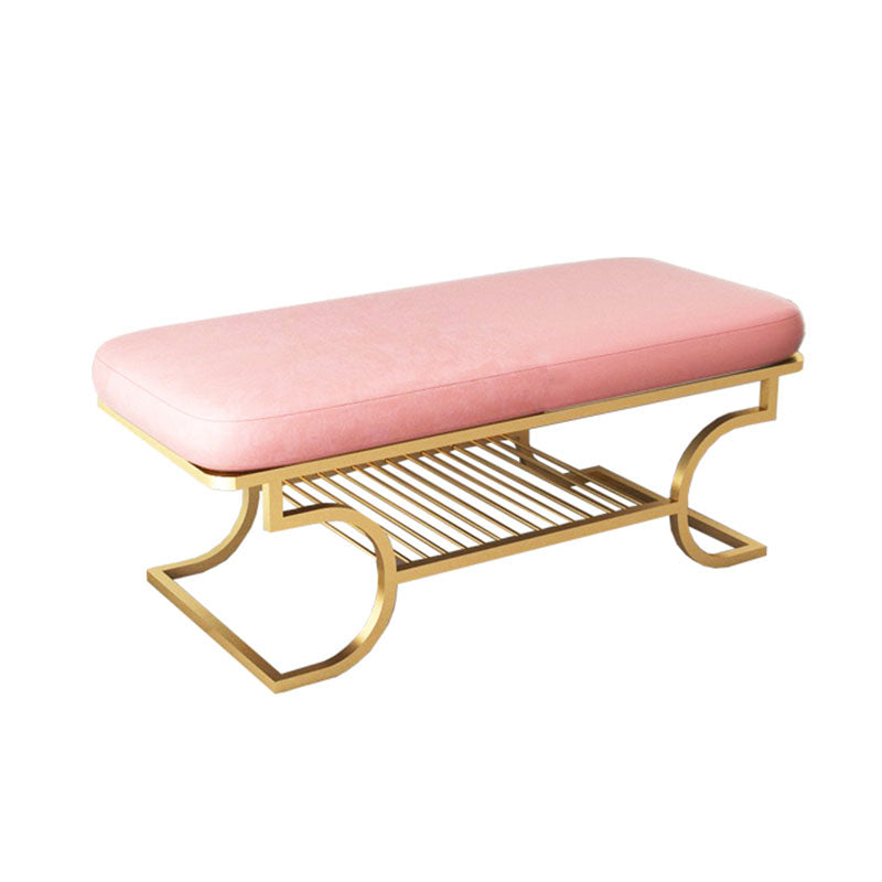 Metal Entryway Bench Modern Rectangle Seating Bench with Upholstered Pink Gold Clearhalo 'Benches' 'Chairs & Seating' 'furn' 'furn_benches' 'Furniture' 'Living Room Furniture' 6880605