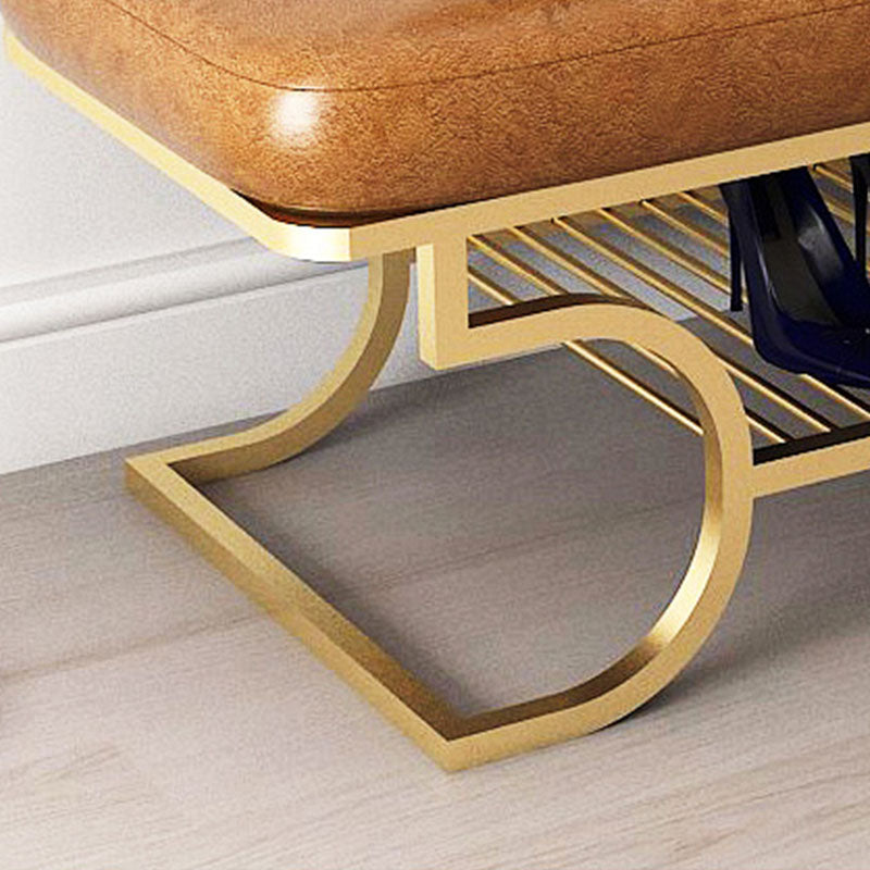 Metal Entryway Bench Modern Rectangle Seating Bench with Upholstered Clearhalo 'Benches' 'Chairs & Seating' 'furn' 'furn_benches' 'Furniture' 'Living Room Furniture' 6880606