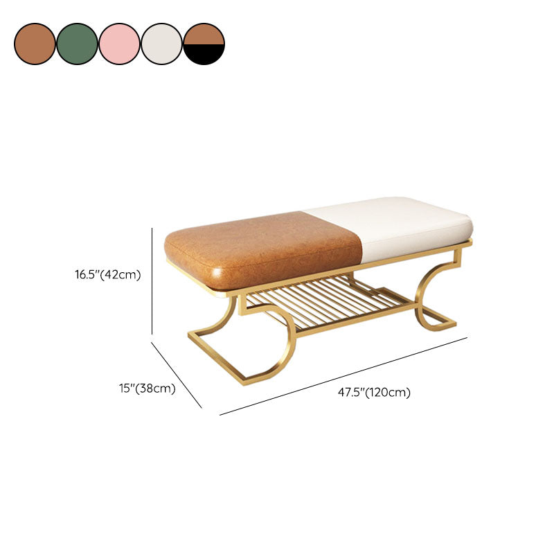 Metal Entryway Bench Modern Rectangle Seating Bench with Upholstered Clearhalo 'Benches' 'Chairs & Seating' 'furn' 'furn_benches' 'Furniture' 'Living Room Furniture' 6880618